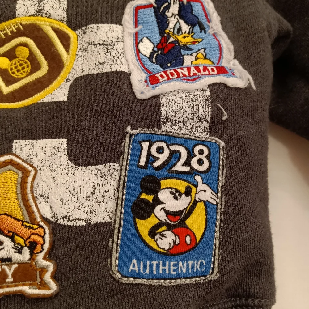 Kids Disney Parks Disneyland Zip Hoodie Fleece Jacket Retro Patches Size 12 mo